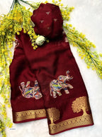 Premium Marsh mallow Self Weaving Saree