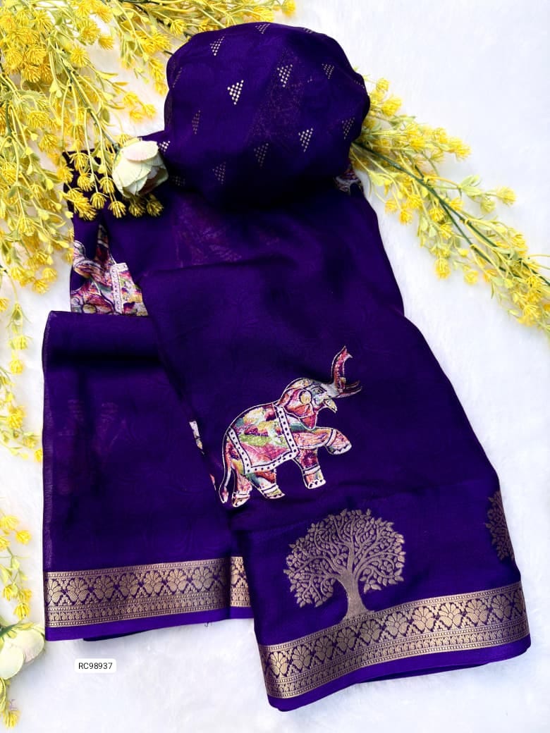 Premium Marsh mallow Self Weaving Saree