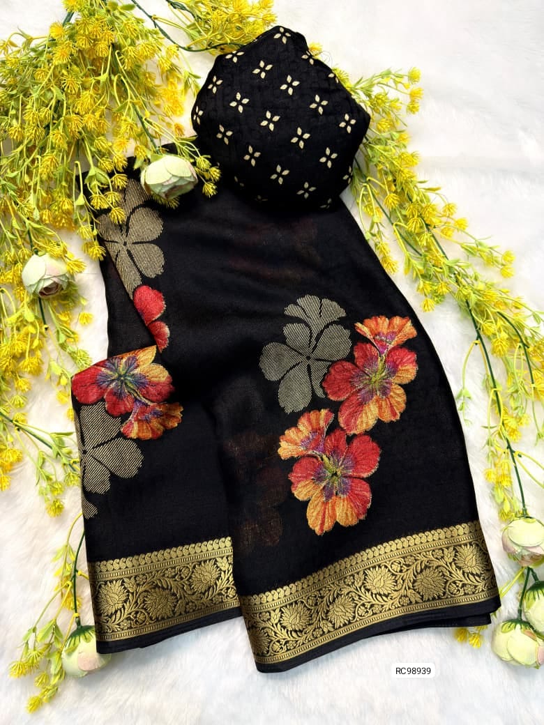 Soft Georgette Jacquard Weaving Saree