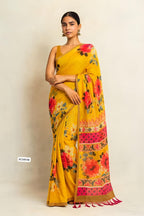 Heavy Linen Blooming Saree