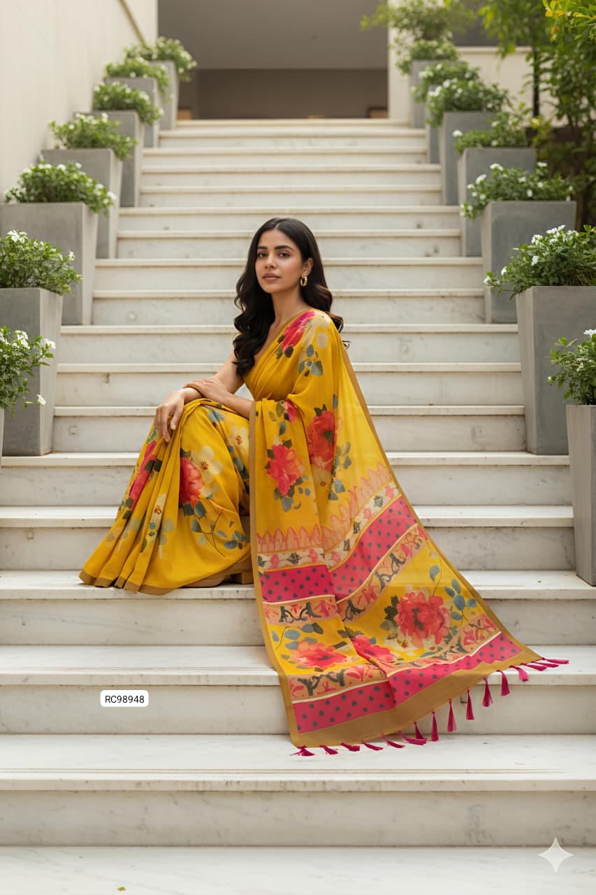 Heavy Linen Blooming Saree