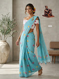Heavy Linen Chex Blooming Saree