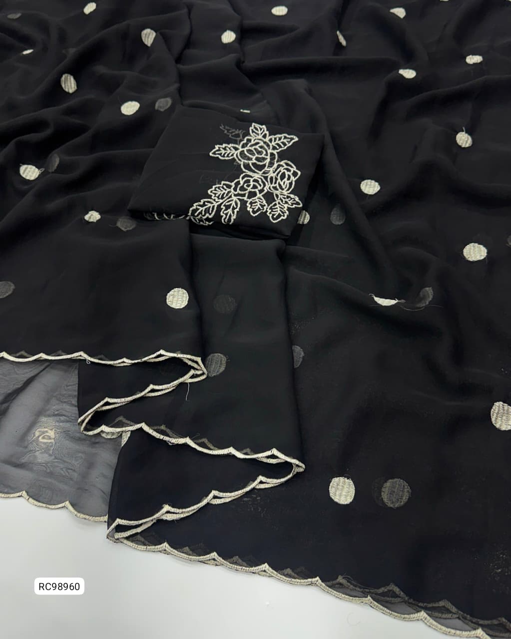 Pure Georgette Embroidered Saree