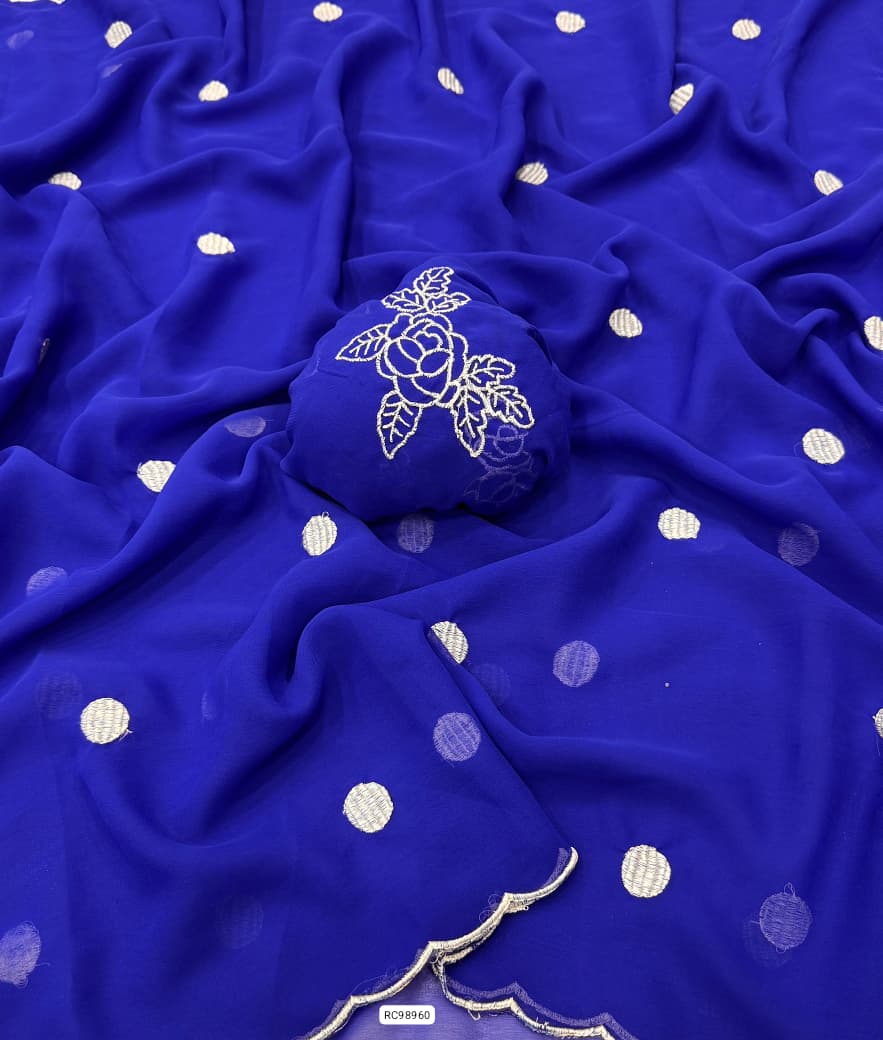 Pure Georgette Embroidered Saree