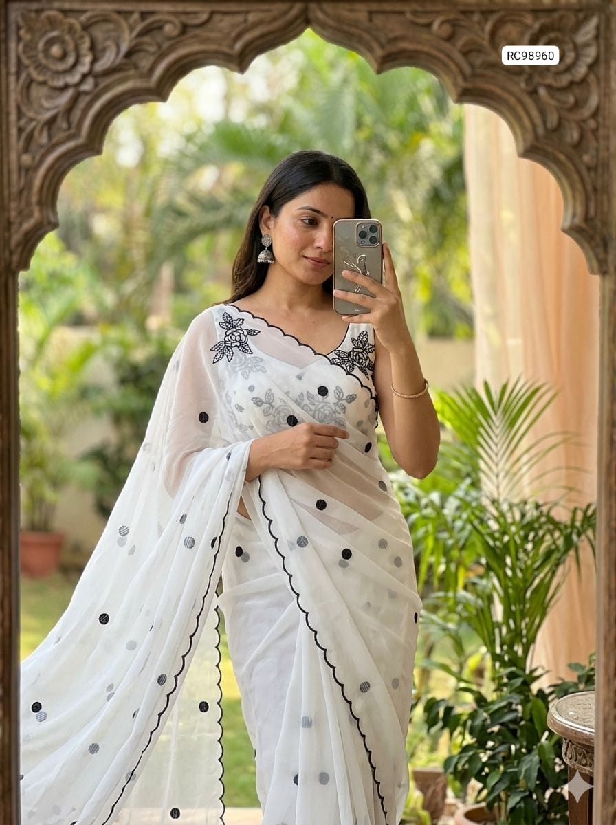 Pure Georgette Embroidered Saree