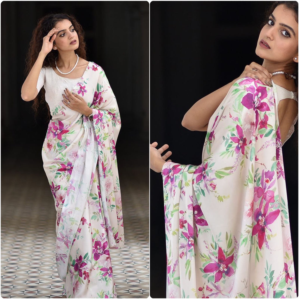 Floral Japan Satin Saree