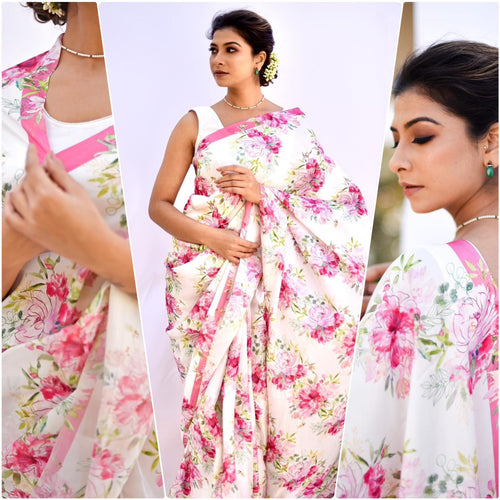 Floral Japan Satin Saree