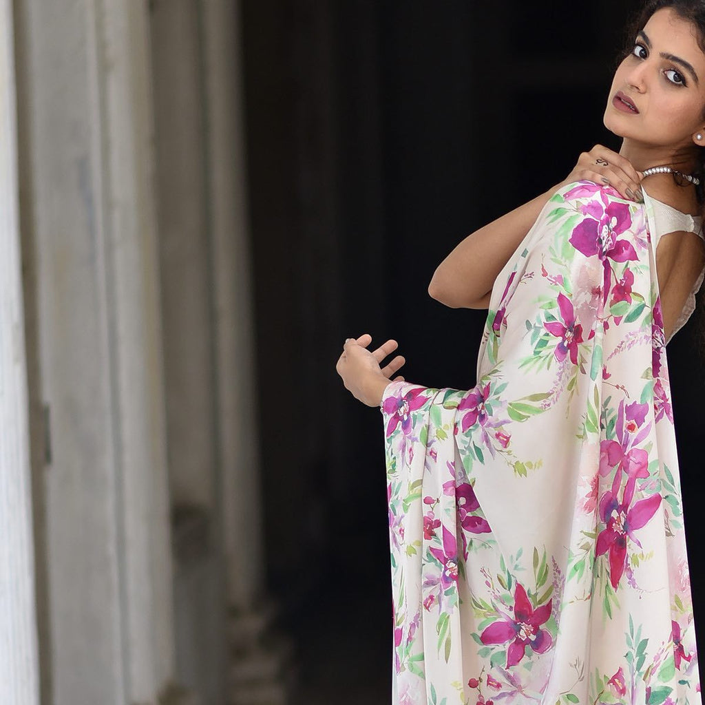 Floral Japan Satin Saree