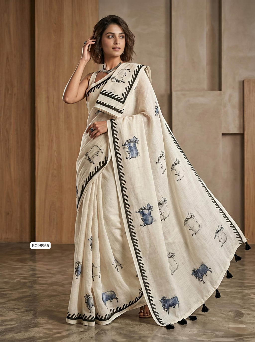 Heavy Linen Cow Pichwai Saree