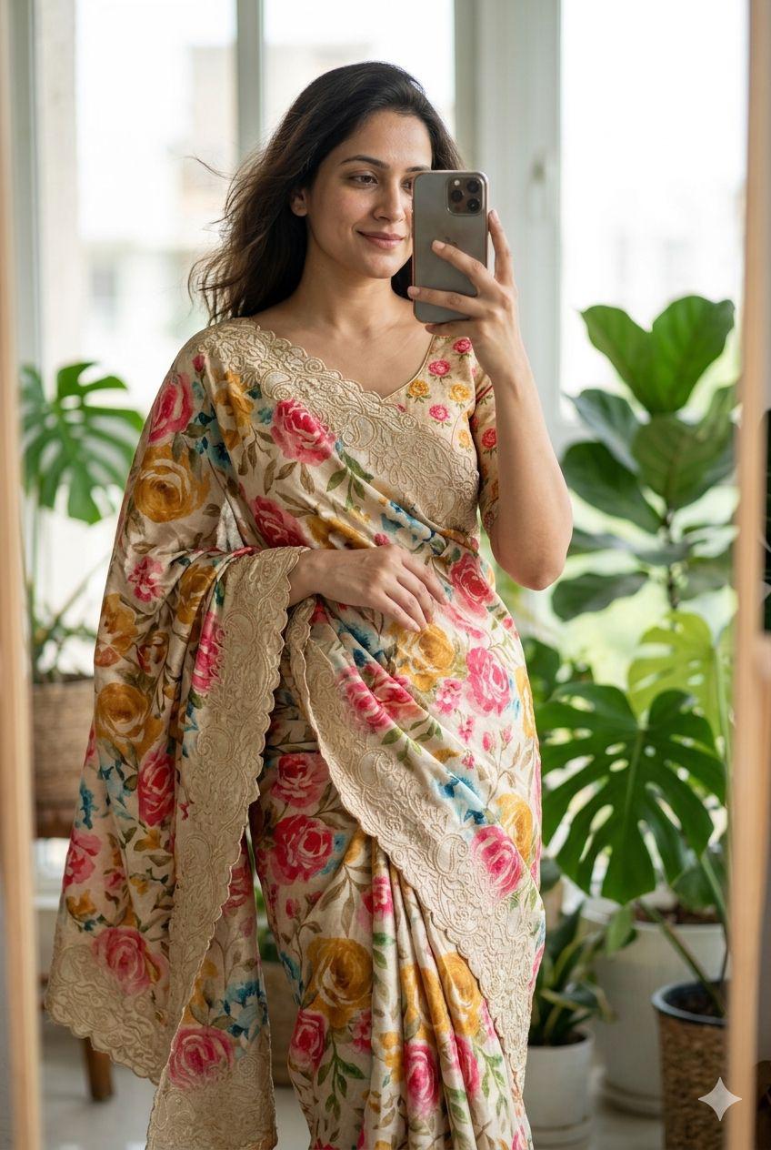 Pure Tussar Silk Saree with Zari Work