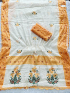 Heavy Linen Bandhani Floral Saree