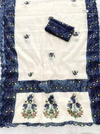 Heavy Linen Bandhani Floral Saree