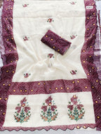 Heavy Linen Bandhani Floral Saree
