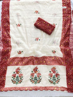 Heavy Linen Bandhani Floral Saree