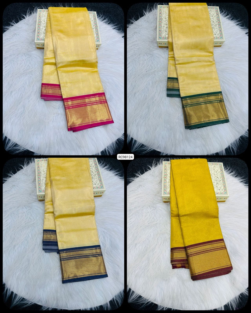 Premium Kanchivaram Silk Saree – Exclusive Checks & Contrast Jacquard Blouse