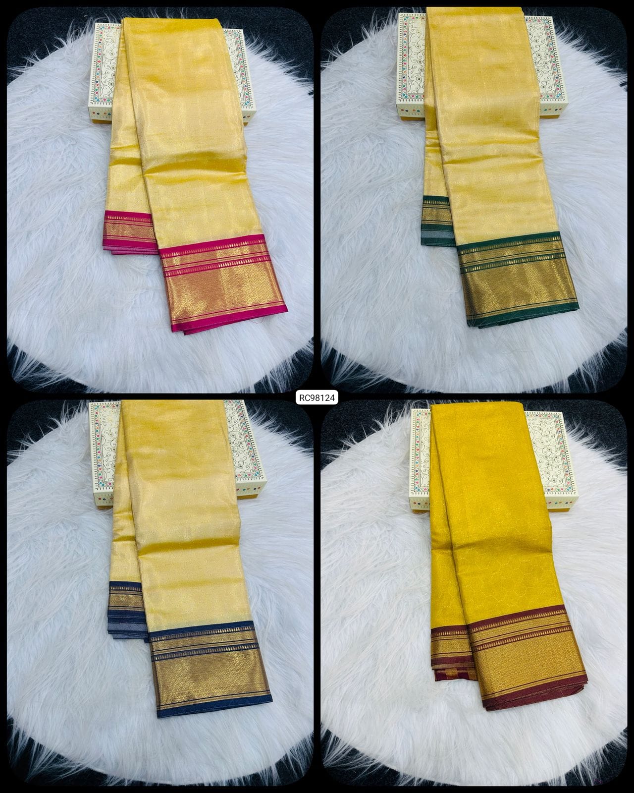 Premium Kanchivaram Silk Saree – Exclusive Checks & Contrast Jacquard Blouse