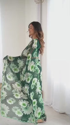 Soft Georgette Silk Saree with Mirror Work & Printed Banglori Blouse – Stylish Party Wear for Boutique Displays & Elegant Gifting
