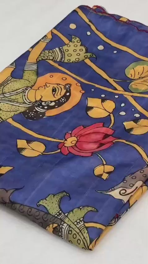 Handloom Tussar Silk Saree with Kalamkari Digital Print & Arco Border – Premium Collection