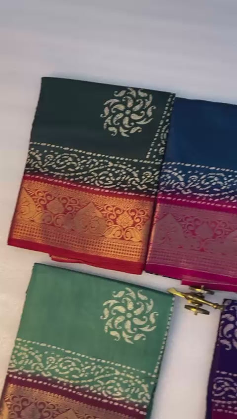 Soft Dola Silk Saree with Kalamkari Print & Jacquard Border – Artistic Elegance for Boutique Displays & Festive Gifting