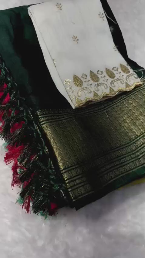 Heavy Crepe Silk Saree with Allover Weaving & Tone‑to‑Tone Padding Border – Premium Boutique Collection