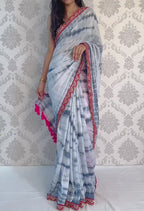 Vichitra Silk Saree with Murga Print & Heavy Embroidery Sequins Border – Premium Designer Collection