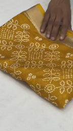 Beautiful Dola silk sarees Bandhani print along with zari border