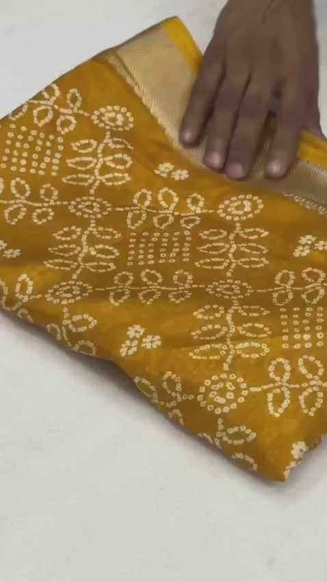 Beautiful Dola silk sarees Bandhani print along with zari border