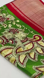 Beautiful Dola silk sarees KALAMKARI print along with zari border