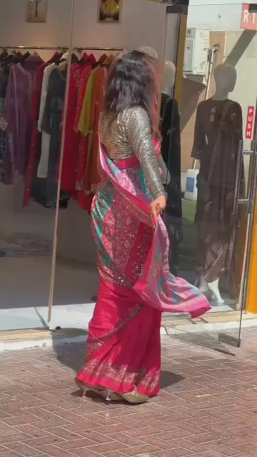 Heavy Marsh Mellow Georgette Saree with Mosaic Digital Print & 2500 Mirror Work – Premium New Arrival