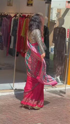 Heavy Marsh Mellow Georgette Saree with Mosaic Digital Print & 2500 Mirror Work – Premium New Arrival