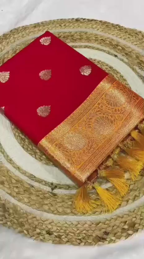 Pure Banarasi Silk Saree with Rich Mina Work & Butti Design – Regal Grandeur for Boutique Displays & Wedding Season Gifting