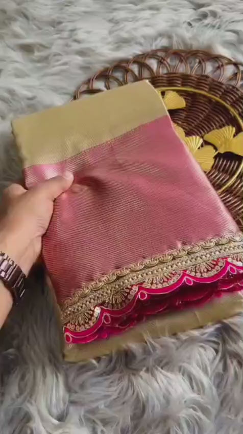 Soft Tissue Silk Saree with Kaju Katli Design, Rich Pallu & Brocade Blouse – Glamorous Elegance for Premium Buyers & Festive Bulk Orders