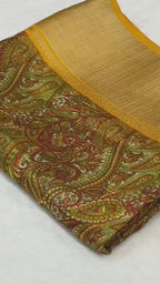 Dola Silk Saree with Kashmiri Print & Zari Border – Elegant New Arrival