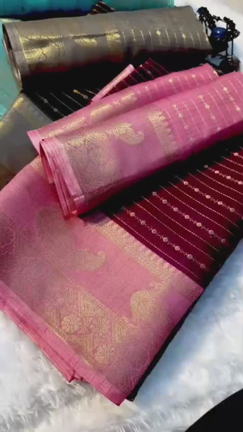 Heavy Mysore Silk Saree with All-Over Weaving & Two-Tone Padding Border – Luxe Ethnic Elegance for Boutique Bulk Orders