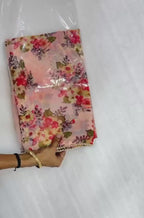 🌸 Premium Weightless Chiffon Saree – Floral Digital Print with Handwork Moti Lace Border & Cotton Blouse 🌸