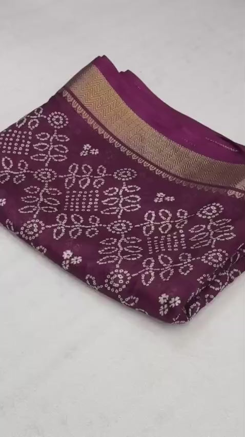 Beautiful Dola silk sarees Bandhani print along with zari border