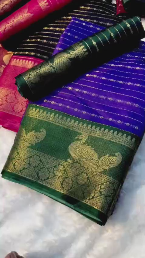 Heavy Mysore Silk Saree with All-Over Weaving & Two-Tone Padding Border – Luxe Ethnic Elegance for Boutique Bulk Orders