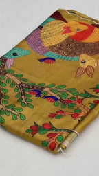 Handloom Tussar Silk Saree with Kalamkari Digital Print & Arco Border – Premium Collection