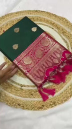 Pure Banarasi Silk Saree with Rich Mina Work & Butti Design – Regal Grandeur for Boutique Displays & Wedding Season Gifting
