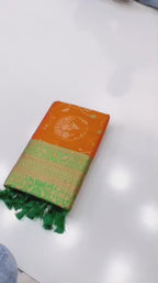 Soft Banarasi Silk Saree – Meenakari Jaal with Gold Zari Border & Rich Pallu