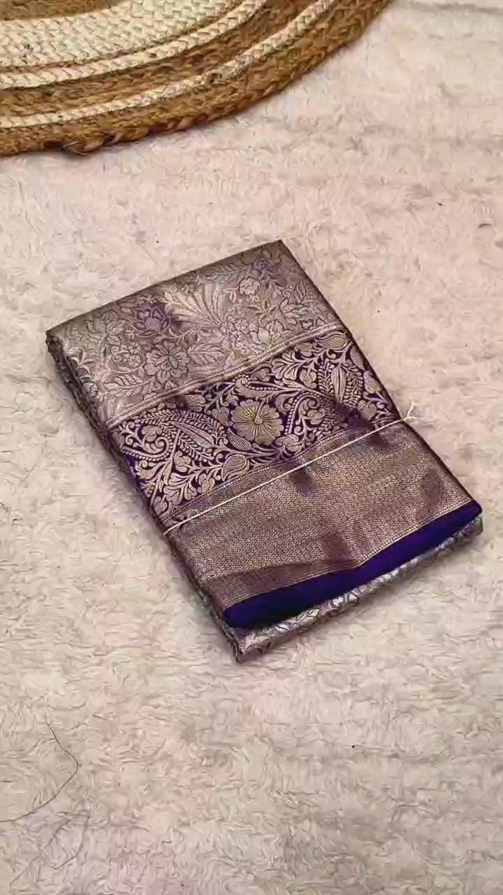 Bridal Kanchipuram Silk Saree – Royal Zari Weave with Floral & Paisley Motifs