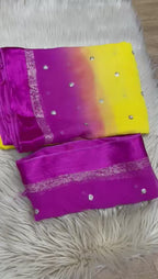 Satin Patta Pure Viscose Georgette Saree – Fancy Sequins Work with Satin Border.