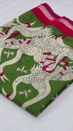 Mangalagiri Silk Saree with All-Over Floral Design, Contrast KVC Border, Pallu & Blouse – Boutique-Perfect Ethnic Elegance