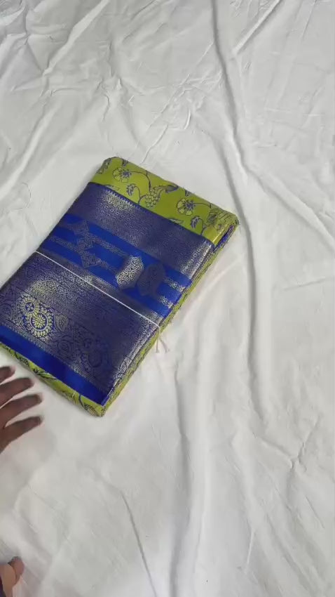 Bridal Kanjivaram Semi Pattu Saree with Contrast Zari Border & Rich Weaving Pallu – Grand Elegance for Wedding Displays & Boutique Gifting