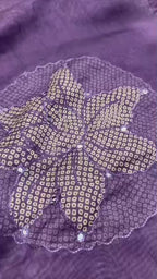 Pure Malai Cotton Saree – Bandhani Prints with Aari & Gota Mirror Work