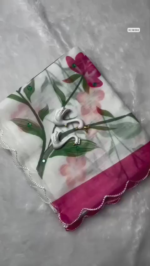 Soft Linen Brush Print Saree