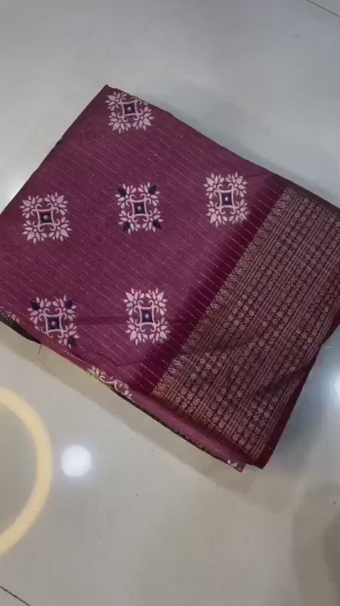 RIKO Heavy Zari Saree with Discharge Print, Zari Weave Stripes & Tassel Pallu – Premium Ethnic Elegance for Boutique Displays