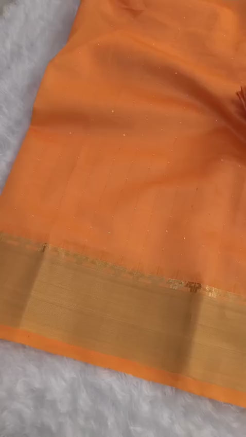 Heavy  maheshwari silk saree with gold jacquard border and gold rich pallu embedded with sequence weave work allover saree with Perfectly matched blouse piece and pallu