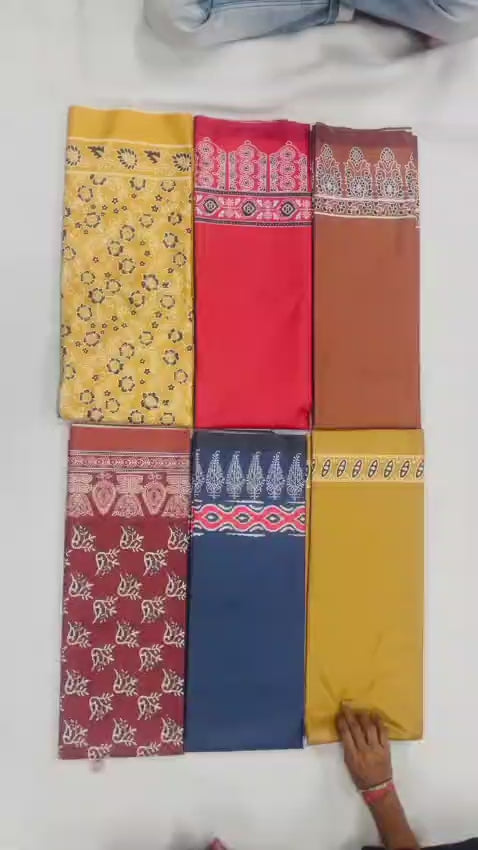 Exclusive Ajrakh Print Soft Modal Silk Saree with Rich Pallu & Contrast Blouse – Premium Arrival