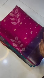 Premium Crepe Silk Saree with Jacquard Jari Butti Work & Running Blouse – Elegant Boutique Wear & Festive Gifting